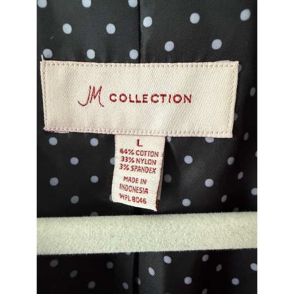 New JM Collection Red Double Breasted Belted Trench Coat Lined Size Large Cotton - Picture 2 of 15